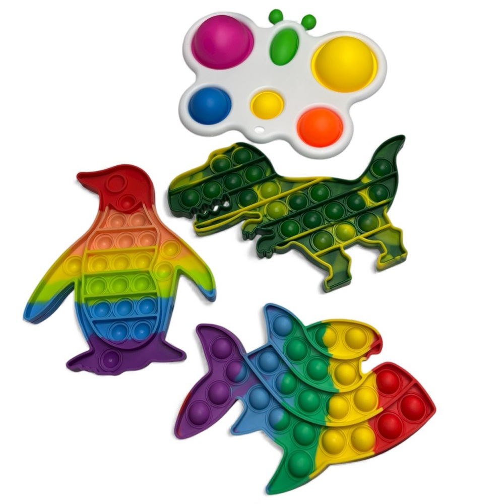Rainbow Animal Pop It Fidget Toys (4 piece set)